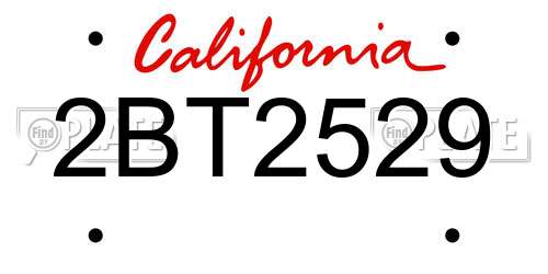 2BT2529 California License Plate