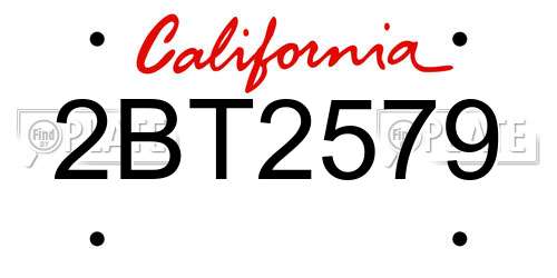 2BT2579 California License Plate