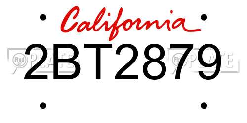2BT2879 California License Plate