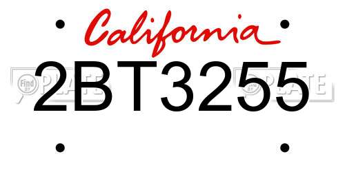 2BT3255 California License Plate