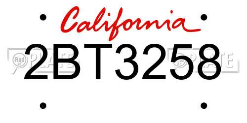 2BT3258 California License Plate