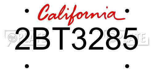 2BT3285 California License Plate