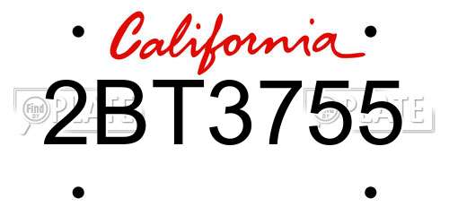 2BT3755 California License Plate