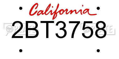 2BT3758 California License Plate