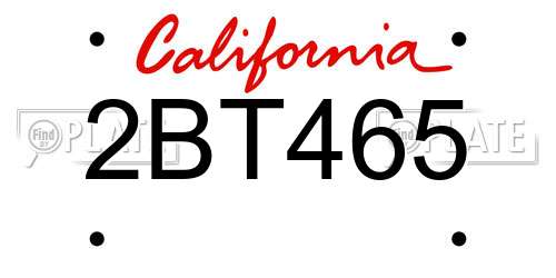 2BT465 California License Plate