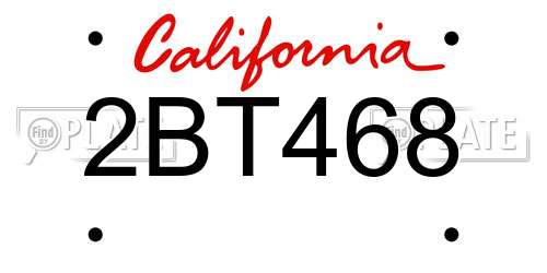 2BT468 California License Plate