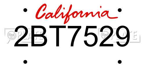 2BT7529 California License Plate