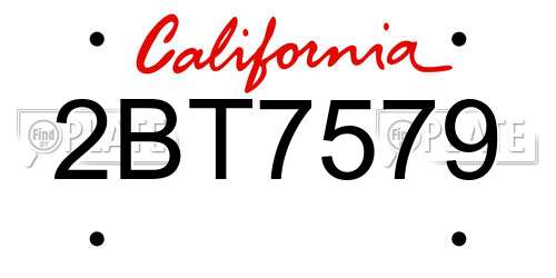 2BT7579 California License Plate