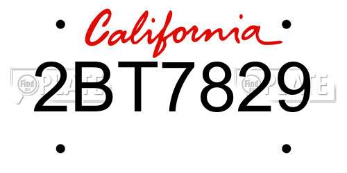 2BT7829 California License Plate