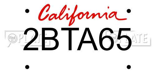 2BTA65 California License Plate