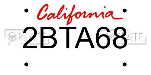 2BTA68 California License Plate