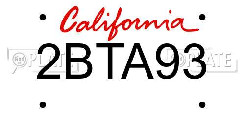 2BTA93 California License Plate