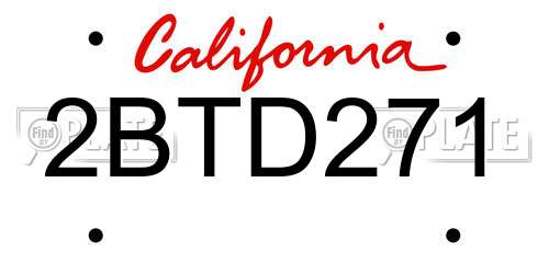 2BTD271 California License Plate