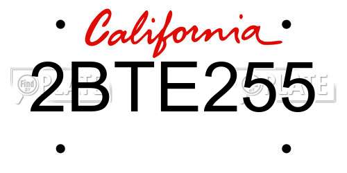 2BTE255 California License Plate