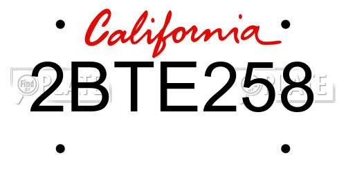 2BTE258 California License Plate