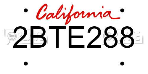 2BTE288 California License Plate