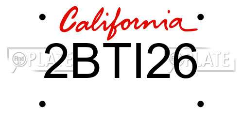 2BTI26 California License Plate
