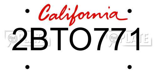 2BTO771 California License Plate