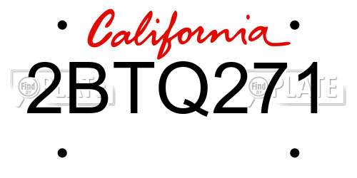 2BTQ271 California License Plate