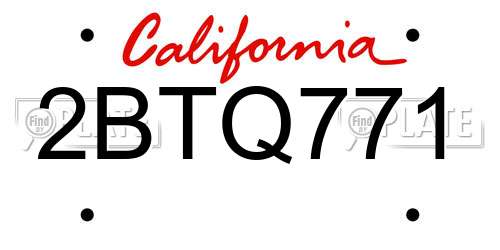 2BTQ771 California License Plate