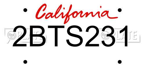 2BTS231 California License Plate