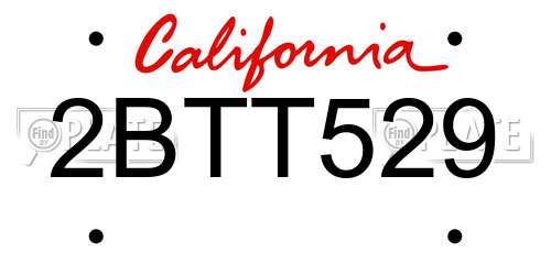 2BTT529 California License Plate