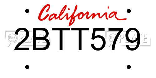 2BTT579 California License Plate