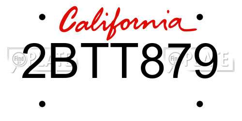 2BTT879 California License Plate