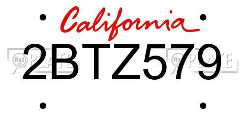 2BTZ579 California License Plate