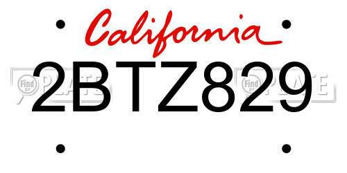 2BTZ829 California License Plate