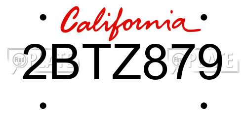2BTZ879 California License Plate