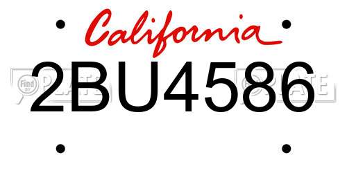2BU4586 California License Plate