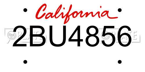 2BU4856 California License Plate