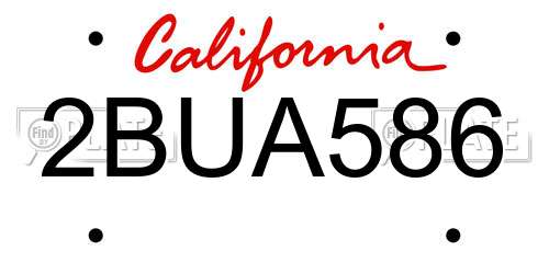 2BUA586 California License Plate
