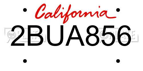 2BUA856 California License Plate