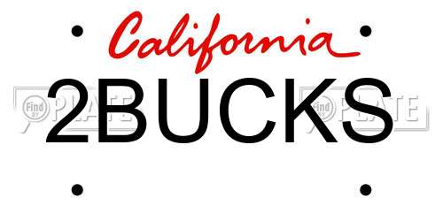 2BUCKS California License Plate