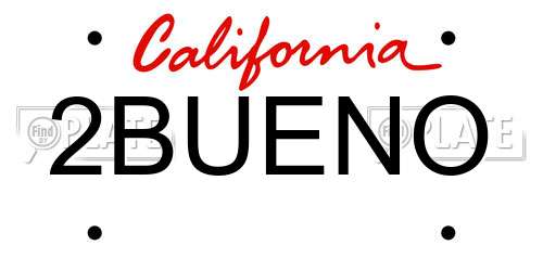 2BUENO California License Plate