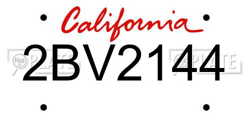 2BV2144 California License Plate