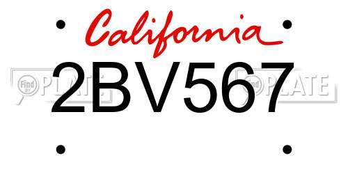 2BV567 California License Plate
