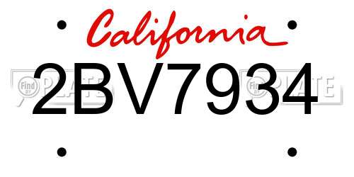 2BV7934 California License Plate