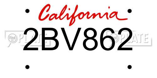 2BV862 California License Plate