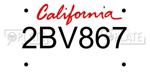 2BV867 California License Plate