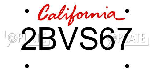 2BVS67 California License Plate