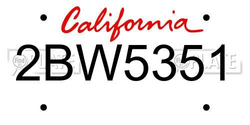 2BW5351 California License Plate