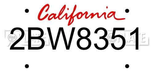 2BW8351 California License Plate