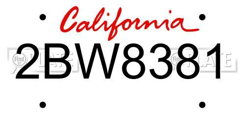 2BW8381 California License Plate