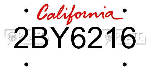 2BY6216 California License Plate