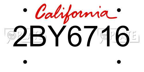 2BY6716 California License Plate