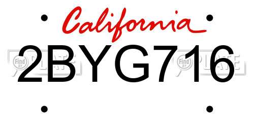 2BYG716 California License Plate