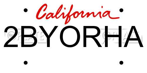 2BYORHA California License Plate